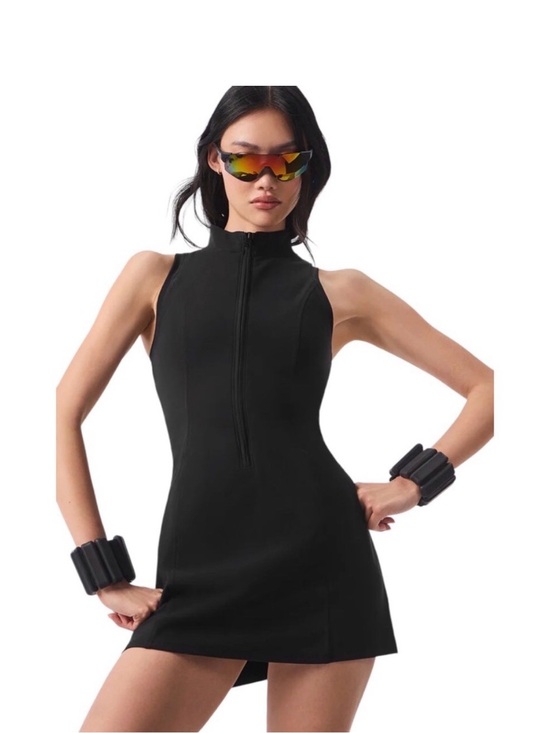 ALO Yoga Dresses & Skirts - ALO Yoga Black Sleeveless Tennis Mini Dress with Front Zip